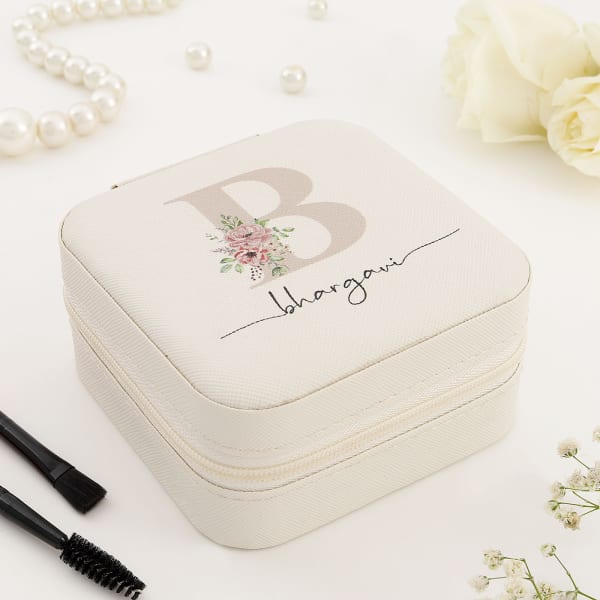 Mini Jewellery Organizer Box - Personalized - Off White