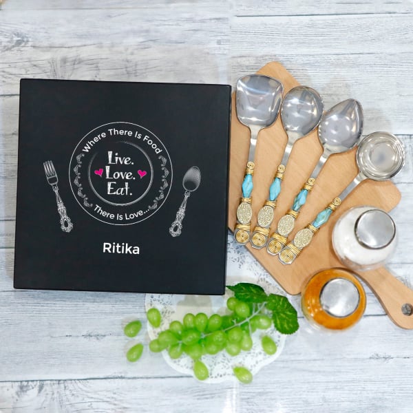 Mini Serving Spoons in Personalized Box (Set of 4)