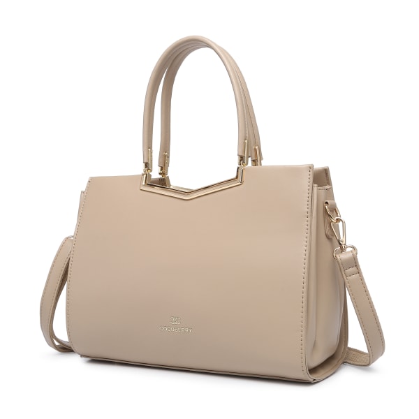Buy/Send Minimalist Structured Handbag With Detachable Strap Almond ...