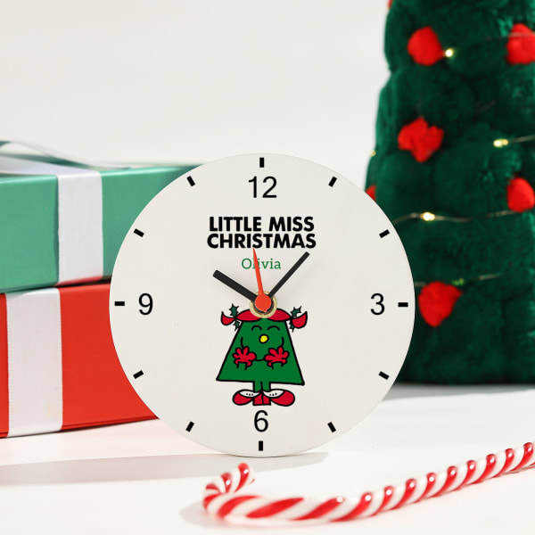 Miss Christmas Personalized Wooden Table Clock
