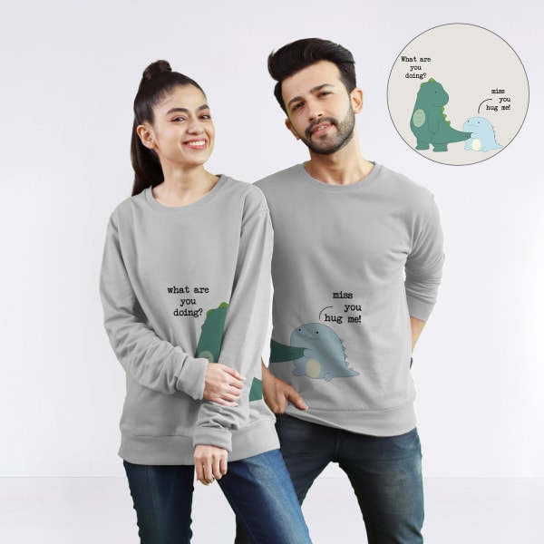 Missing You - Personalized Heart Puff Couple Sweatshirt