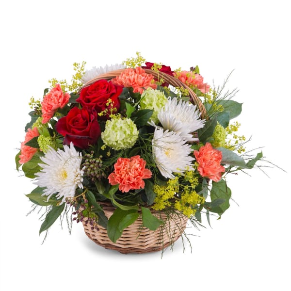 Mixed basket in warm shades and greens