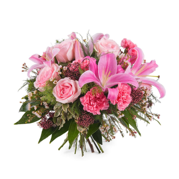 Mixed bouquet with roses and lilies