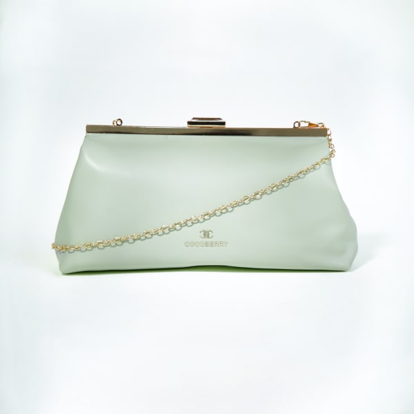 Modern Clutch With Detachable Chain Sling - Pastel Green