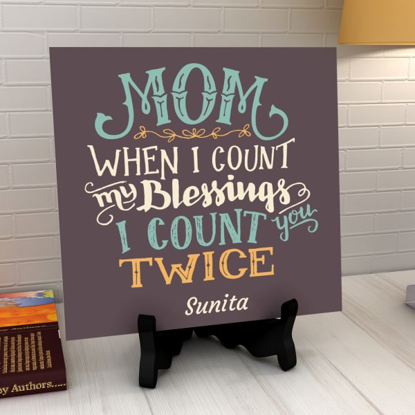 Mom Is a Blessing Personalized Tile with Stand