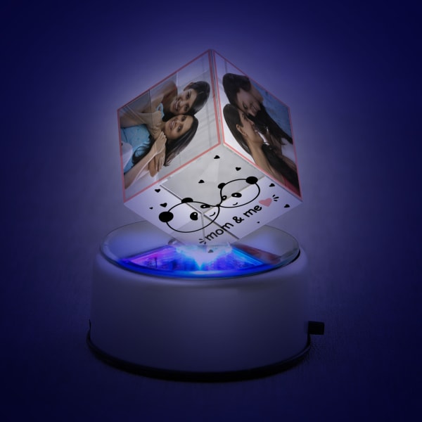 Mom & Me Personalized Rotating Crystal Cube with LED
