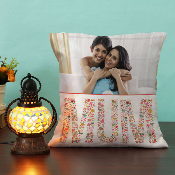 Mom Personalized Cushion with Decorative Lamp Hamper