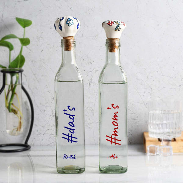 Mom's And Dad's Personalized Glass Water Bottles