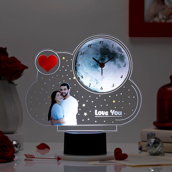 Moon Clock Personalized LED Lamp Black Base
