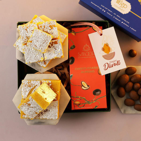 Moong Dal Barfi And Chocolates Diwali Gift Tray