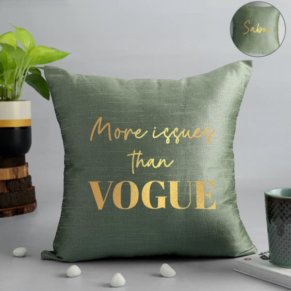 More Issues Than Vogue Cushion - Personalized - Sage Green