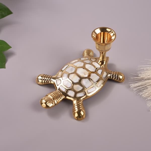 Mother Of Pearl Turtle Candle Holder