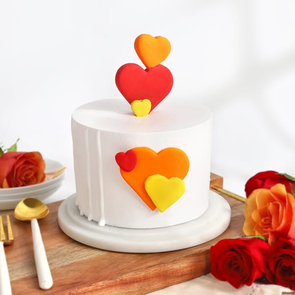 Mother's Day Colourful Hearts Mini Cake (300 Gm)