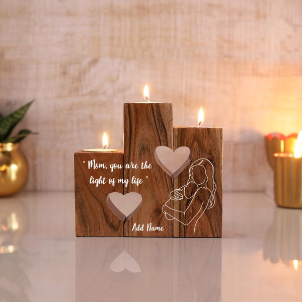 Mother's Day Personalized Wooden T-Light Stand