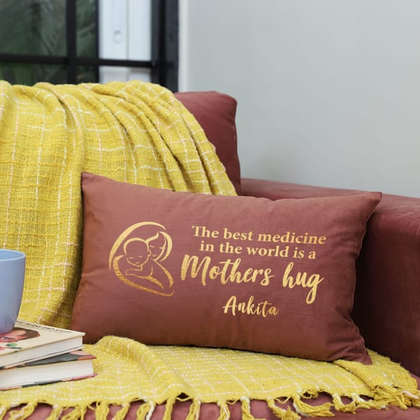 Mother's Hug Personalized Rectangular Velvet Cushion