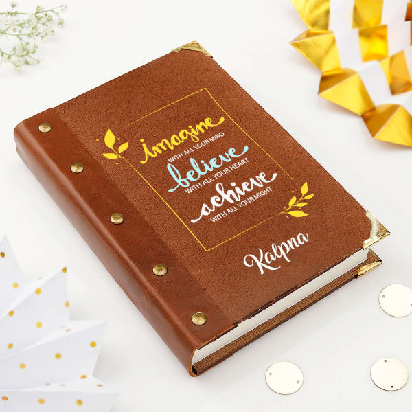 Motivational Personalized Leather Diary