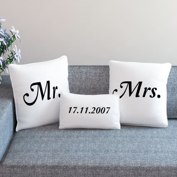 Mr And Mrs Personalized Anniversary Cushion Set Gift Send Home