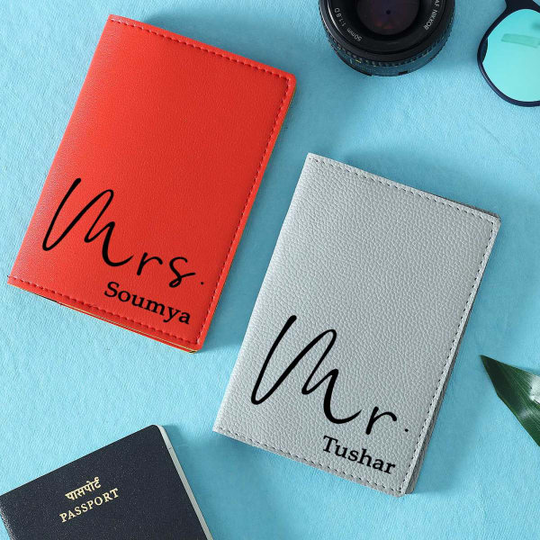 Mr And Mrs Personalized Passport Covers (Set of 2)