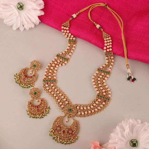 Multi Coloured Kundan Rani Haar Necklace Set