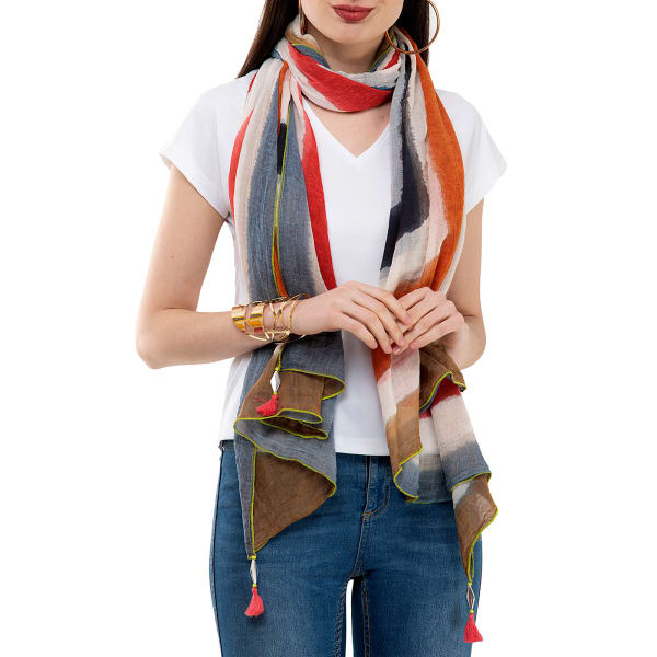 Multi-coloured Scarf with Tassels