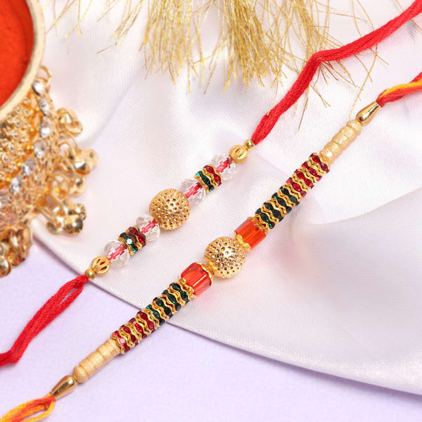 Multicolored Beaded Rakhi Set Of 2 : Gift/Send Rakhi Gifts Online ...