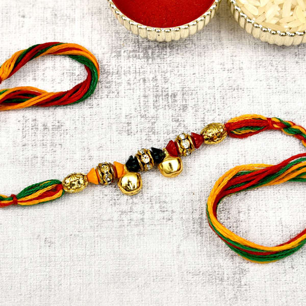 Multicolored Beaded Thread Rakhi Gift/Send Rakhi Gifts Online