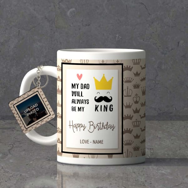 My Dad My King Personalized Birthday Keychain & Mug combo