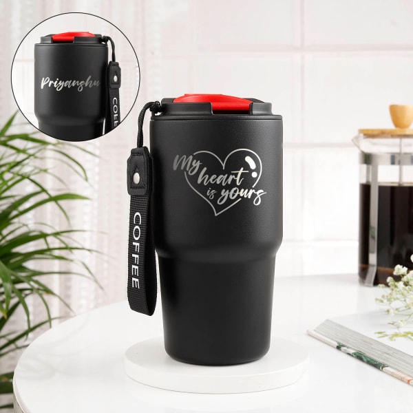 My Heart Is Yours Personalized Black Sipper