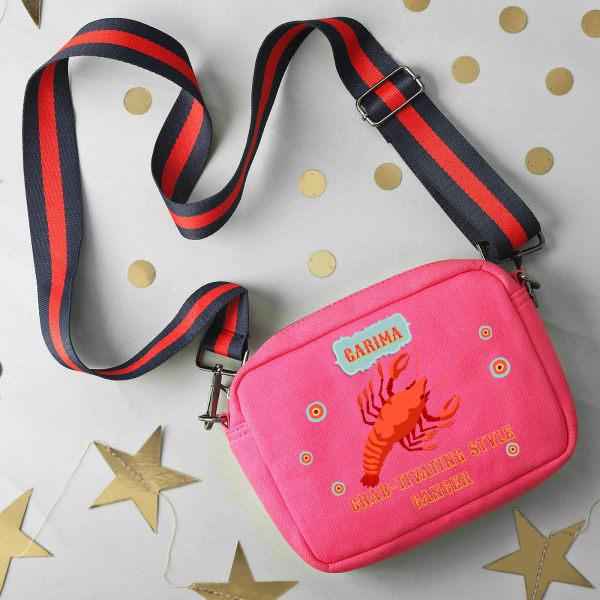 Mystic Zodiac - Pop Pink Personalized Canvas Sling Bag - Cancer