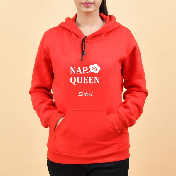 Nap Queen Personalized Fleece Hoodie For Women - Red