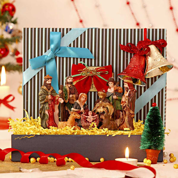 Nativity Set With Christmas Tree And Decorative In A Box Gift
