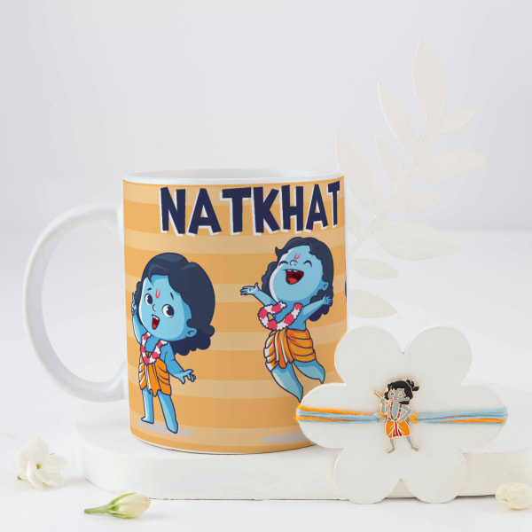 Natkhat Bhai Mug With Krishna Rakhi For Kids