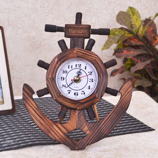 Nautical Wooden Clock Anchor Gift/Send Home and Living Gifts Online