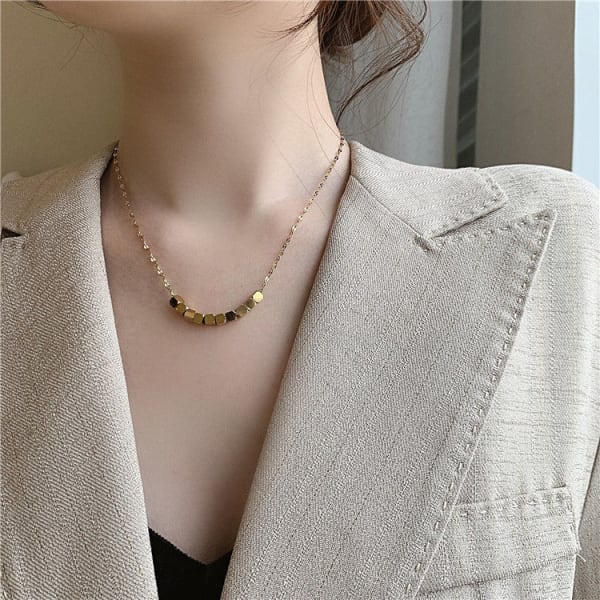 Necklace - Minimal Golden Blocks - Single Piece - Juju Joy