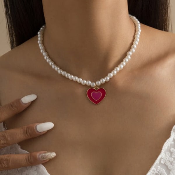 Buy Send Necklace Pearl And Hearts Single Piece Juju Joy Online Igp