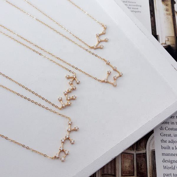 Sagittarius Zodiac Necklace For Women - Gold Plated Layered Chain With Shell Stone & Constellation Charm | Dainty Astrology Jewelry - View #9