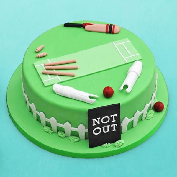 Not Out Cricket Field Birthday Fondant Cake (2 Kg)
