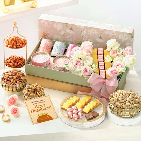 Nutritious Delights And Blooms Dhanteras Hamper