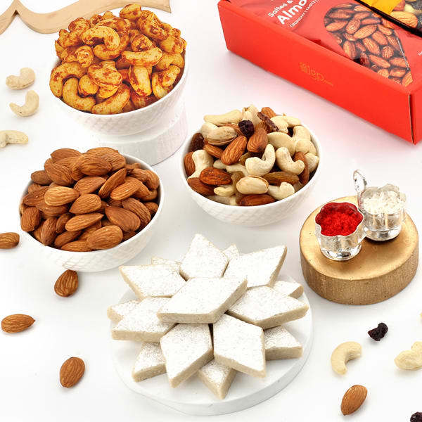Nuts With Kaju Katli Combo For Bhai Dooj