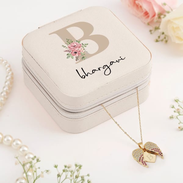 Off white Jewellery Organizer With Open Heart Pendant -Personalized