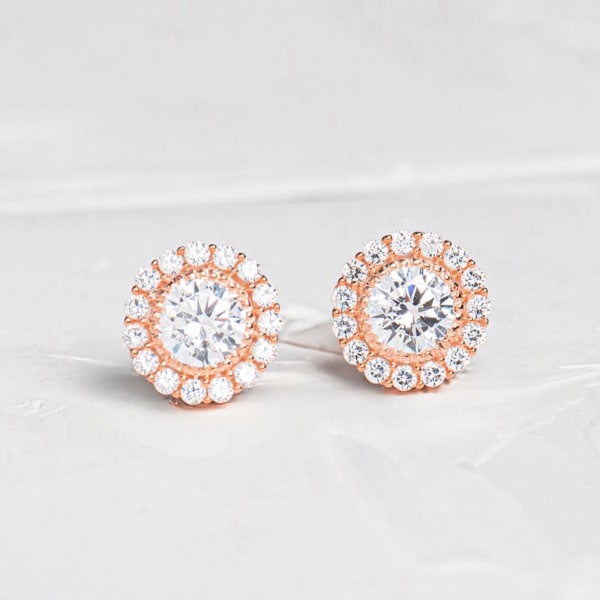 Olivia Halo Stud Silver Earrings