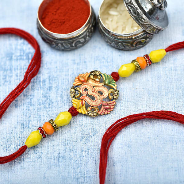 Om Colorful Metal Rakhi With Stones & Crystal Beads: Gift/Send Rakhi ...
