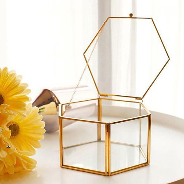 Organizer With Lid -Hexagon - Glass - Single Piece