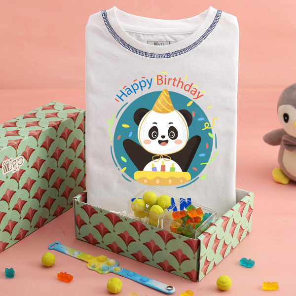 Panda Bear Personalized Birthday Hamper - White