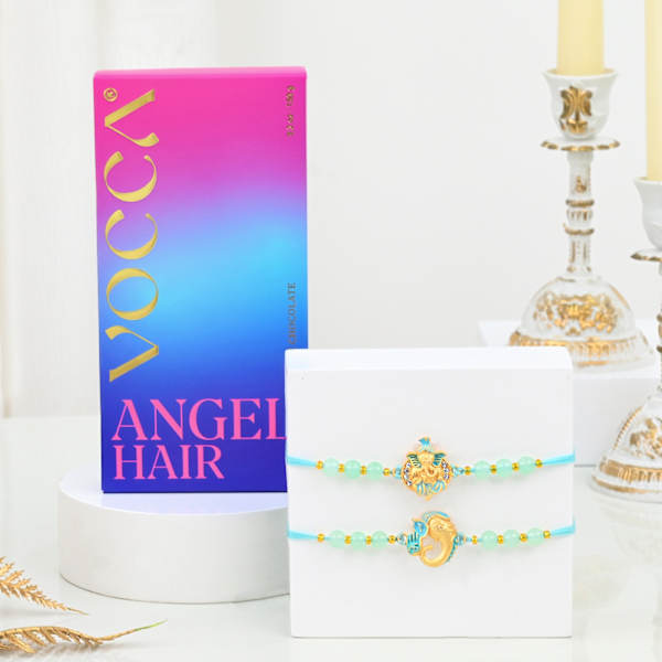Pastel Ganesha Rakhi And Gourmet Chocolate Combo