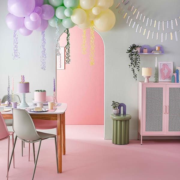 Pastel Wave Tassel Birthday Balloons Arrangement