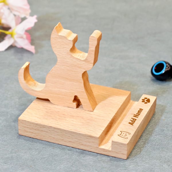 Pawing Cat Personalized Wood Mobile Stand: Gift/Send Home and Living ...