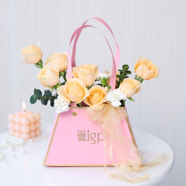 Peach Floral Beauty In A Bag