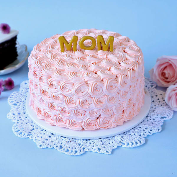 Peach Rosette Cream Cake For Mom (1 Kg)