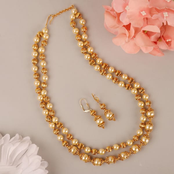 Pearl 2-Line Necklace Set
